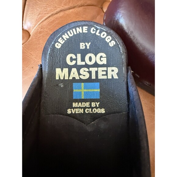 Sven Clog Master Women Eu 41 Burgandy Leather Woven Accent Shoes Wooden Slip On - Picture 10 of 10